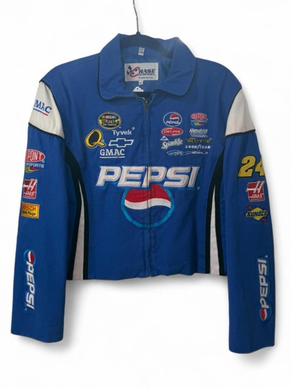 Vintage NASCAR Jeff Gordon Pepsi Women’s Cropped Racing Jacket size medium